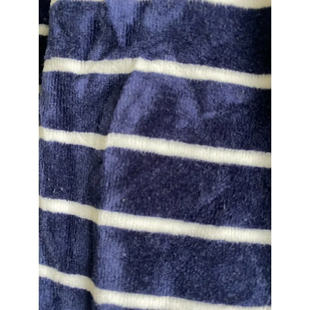 Ralph‎ Lauren 12 Month Baby Girl Navy Blue Velour Striped Short Sleeve Dress